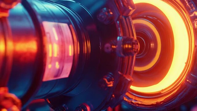 Futuristic glowing industrial machine with energy inside