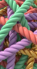 Colorful Twisted Candy Ropes Abstract Sweet Confectionery Texture Background Image.