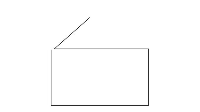 Animated self drawing of continuous line draw of open envelope with a letter. Full length one line animation. 4K	
