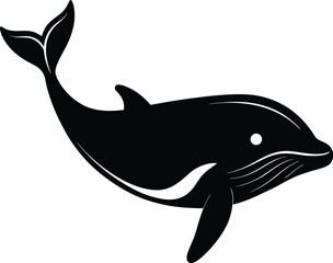 Minimalist Black Whale Silhouette with White Eye

