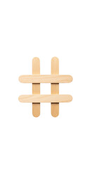 A hashtag symbol made from wooden popsicle sticks