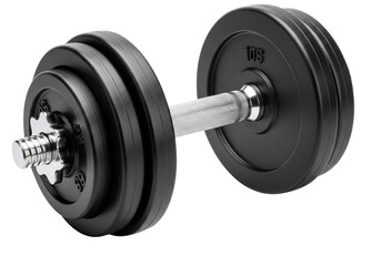 A black dumbbell with adjustable weight plates