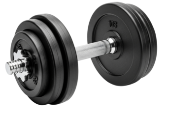 A black dumbbell with adjustable weight plates