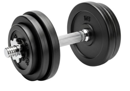A black dumbbell with adjustable weight plates
