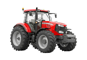 Red tractor with large tires