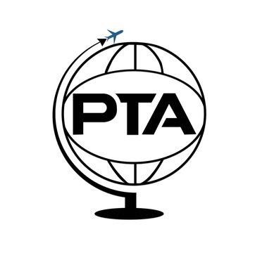 PTA Travel Agency Logo: Global Tourism and Flight Icon