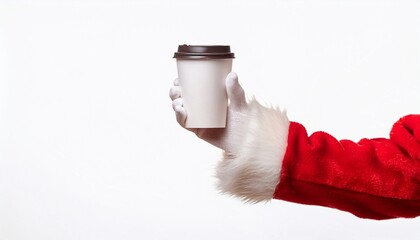 Santa Claus Holding a Coffee Cup for Christmas