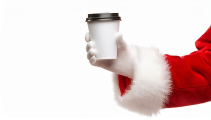 Santa Claus Holding a Coffee Cup for Christmas