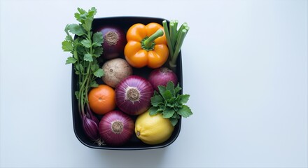 Fresh produce abundance in a still life