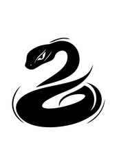 Fototapeta premium Black snake illustration in minimalist style with sleek curves 