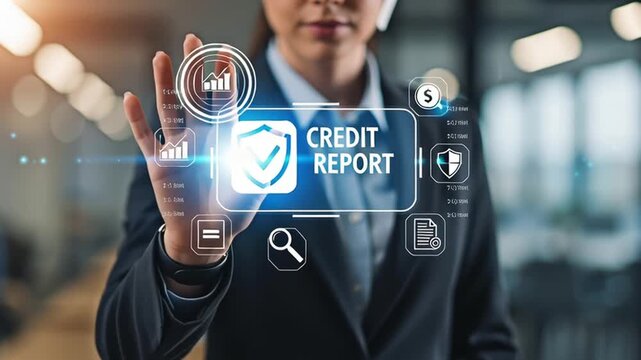 A business person checking credit report for the concept of Finance.
