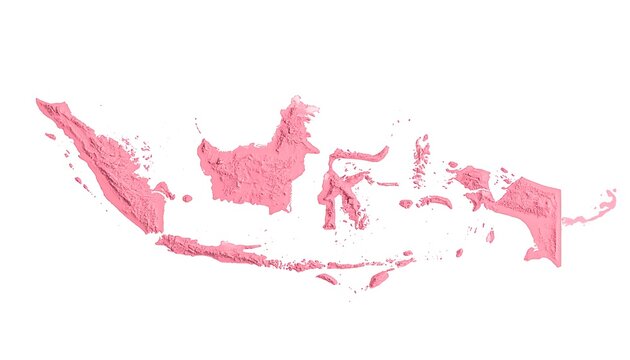 Indonesia Map in Pink - A Detailed Geographic Representation.
