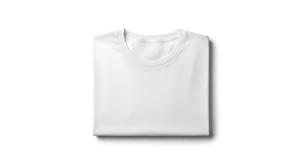 A plain white tshirt folded neatly and isolated on white background