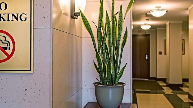 No Smoking Sign In Residential Lobby Corridor