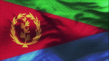 Eritrea flag with LED screen display. These videos are retro-style, realistic and 4K, and are perfect for creative projects.