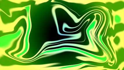 Abstract Swirls of Green and Yellow Liquid Art