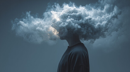 Veil of Thought: A Side Profile Shrouded in Swirling Black Smoke