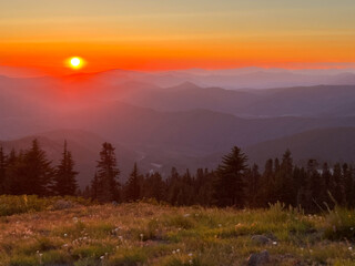 Sunset from top of mountain