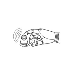Robotic Hand Finger Pressing a Button with Wireless Signals.