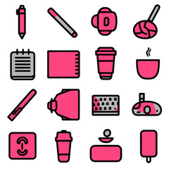 Colorful Icons of Everyday Objects in a Digital Format