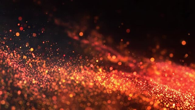 Glowing red particle trail forming abstract background design