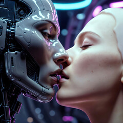 Two Robots Kissing Emotional