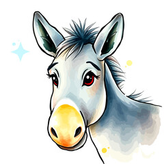 Colorful Cartoon Donkey Head Illustration, Fun Animal Art, Playful Design, Creative Graphics, Whimsical Style, Digital Artwork