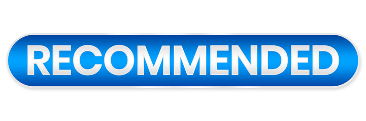 blue recommeded button vector illustration element png file transparent background
