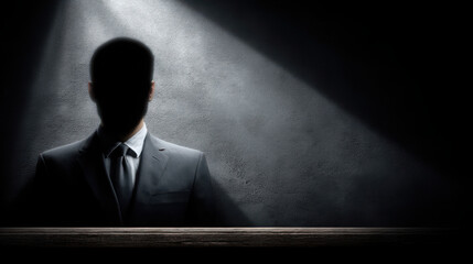 Politician stands behind podium in dark setting discussing issues of corruption in government systems