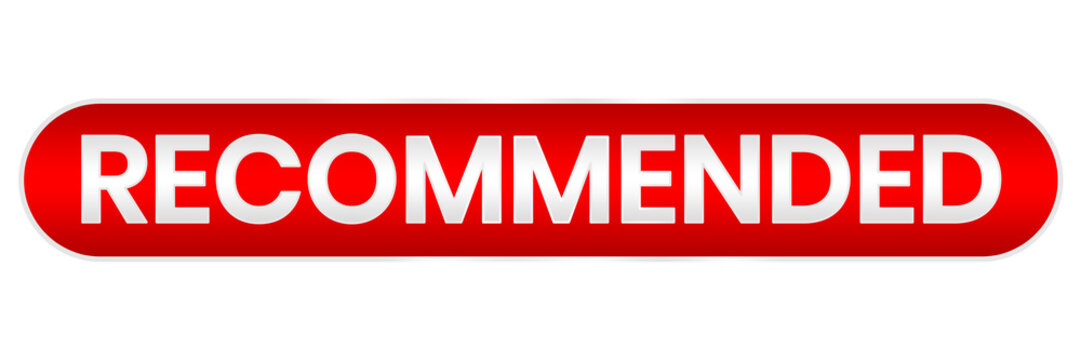 red recommeded button vector illustration element png file transparent background