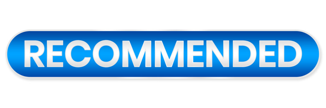 blue recommeded button vector illustration element png file transparent background