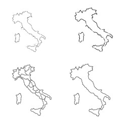 Italy contour map, vector sketch