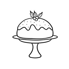 Christmas pudding vector doodle. Pudding vector illustration.