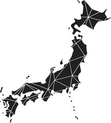 Polygonal Geometric Japan Map with Network Lines

