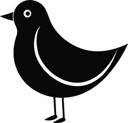 Minimalist Stylized Black Bird Icon with White Details

