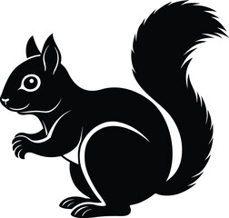 Stylized Black Squirrel Icon with White Eye

