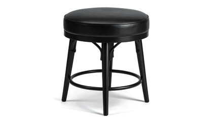 Black Leather Bar Stool with Metal Legs.