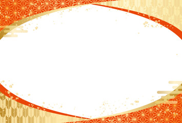 高級感のある 和柄 曲線フレーム 背景 正月 新年 年賀状 2026年