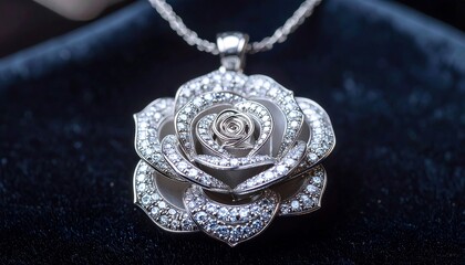 Exquisite Diamond Rose Pendant Necklace - A Timeless Symbol of Love and Beauty.