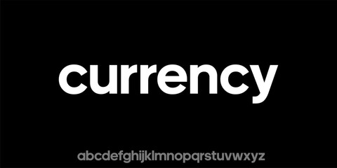 Fototapeta premium Bold sans-serif typeface named Currency with full alphabet set.