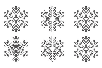 Continuous line drawing of snowflake outline vector illustration
