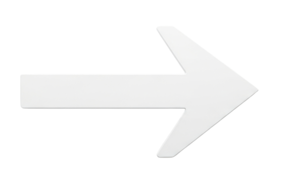 White arrow pointing right transparent background cutout png