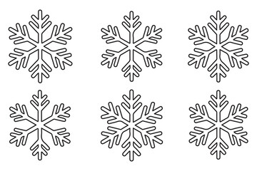 Continuous line drawing of snowflake outline vector illustration
