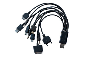 Multi-connector USB charging cable with Type-A, Type-C, micro and mini USB