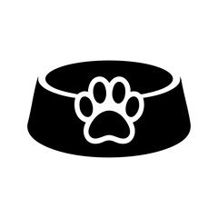 Pet food bowl with paw print symbolizing animal nutrition, feeding habits, and pet ownership.