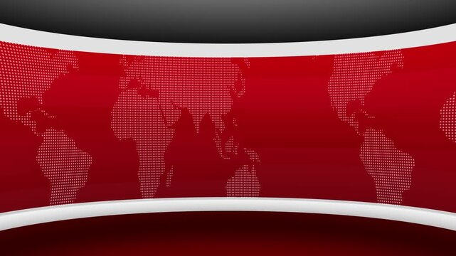 3d virtual news studio background. TV news broadcast studio room. virtual news studio animation concept
