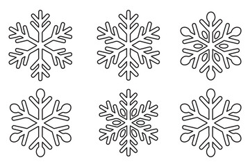 Continuous line drawing of snowflake outline vector illustration
