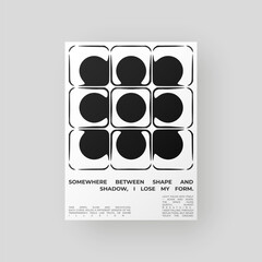 Abstract black-and-white poster featuring liquid glass distortion and smooth refraction effects. A futuristic composition blending typography, reflection, and optical illusion