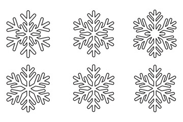Continuous line drawing of snowflake outline vector illustration
