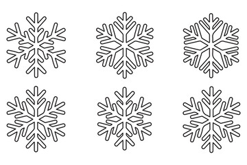Continuous line drawing of snowflake outline vector illustration
